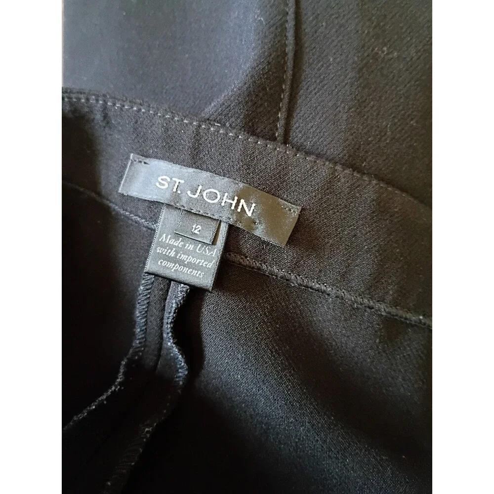 ST. JOHN Women's Viscose Blend Flat Front Side Zip Trouser Pant size 12 Black